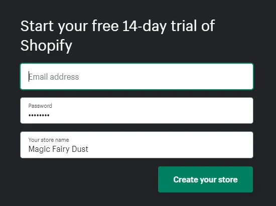 Daftar ke Shopify dari Artikel "Kesuksesan Toko Shopify dalam 10 Langkah Mudah"