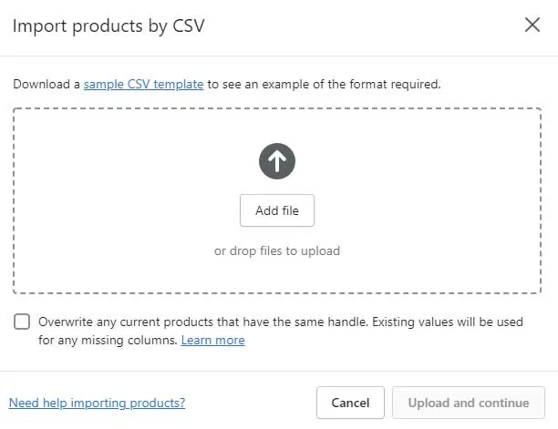 Impor produk dengan CSV dari Artikel "Sukses Toko Shopify dalam 10 Langkah Mudah"