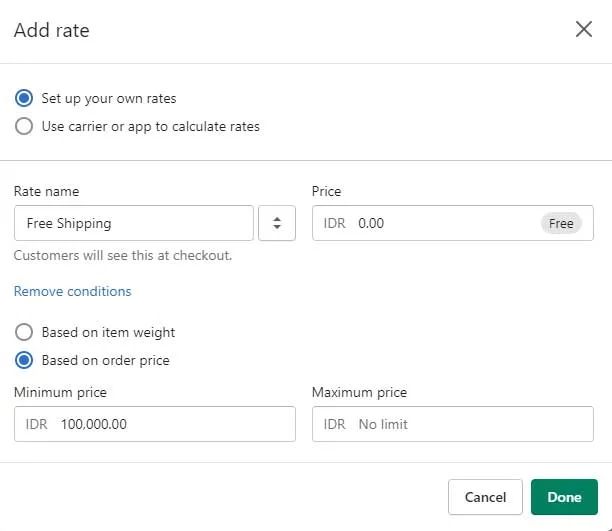 Tambahkan tarif pengiriman dari Artikel "Kesuksesan Toko Shopify dalam 10 Langkah Mudah"