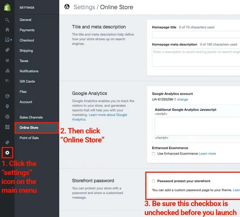 How to set storefront password in Shopify "Shopify Store Success in 10 Easy Steps" Article