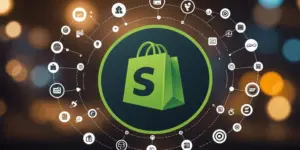 Shopify Plus logo with business growth icons and benefits